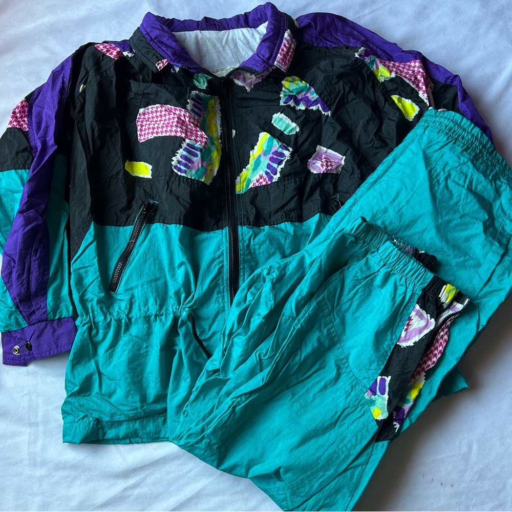Innovations Izzi M Winter Puffer Jacket Colorblock Womens 80s 90s Vintage Retro.